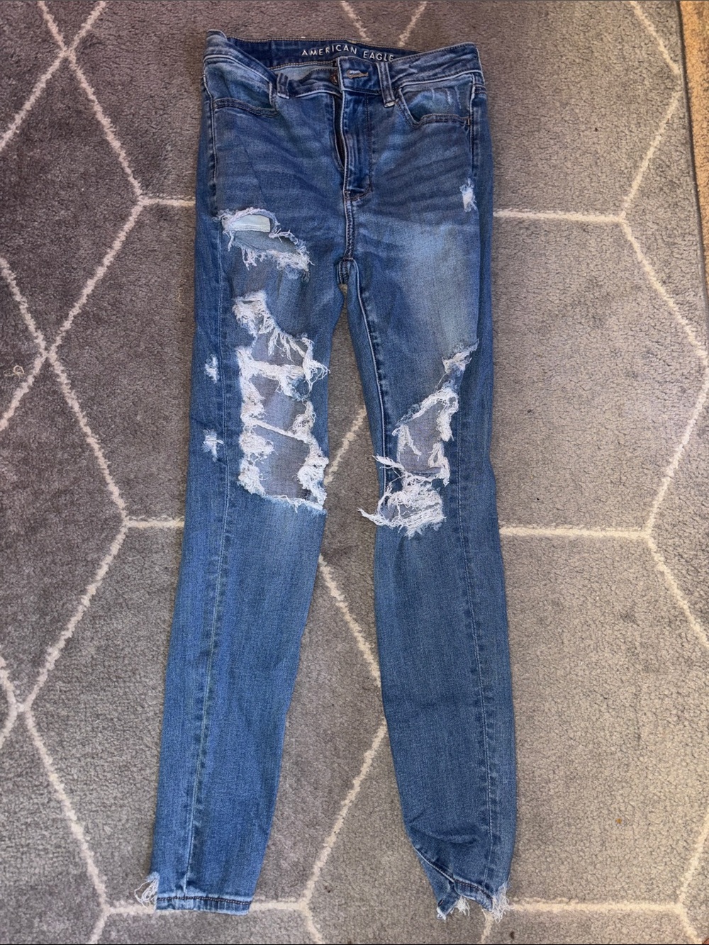 American Eagle Outfitters Ripped Skinny Jeans - Blue